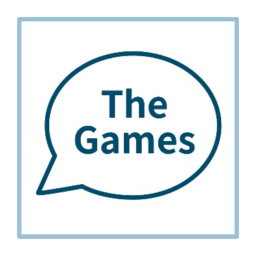 A speech bubble with the words 'The Games' written in it. 
