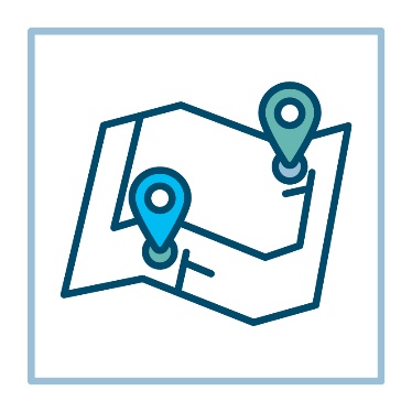 A map with 2 location icons. 