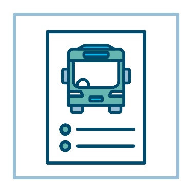 A document with information and an image of a bus. 
