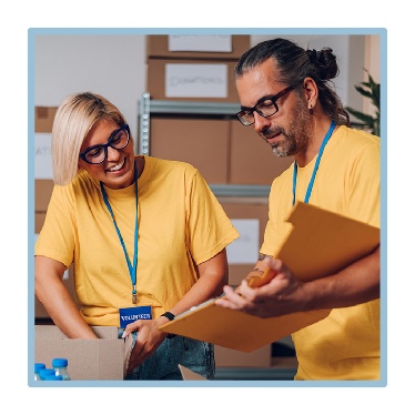 2 people volunteering. 