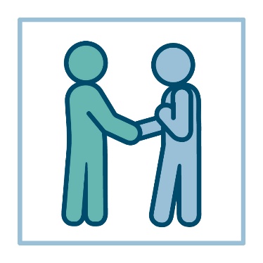 2 people shaking hands. 