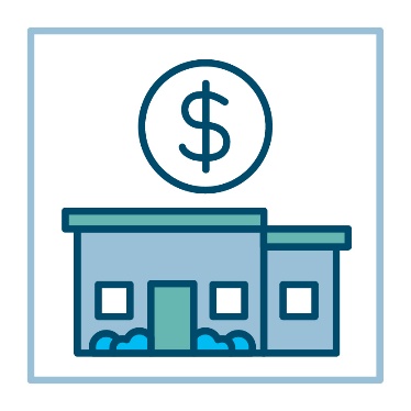 A dollar sign above a house. 