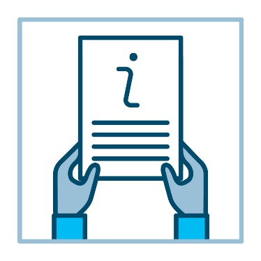 A person holding a document with an information icon. 