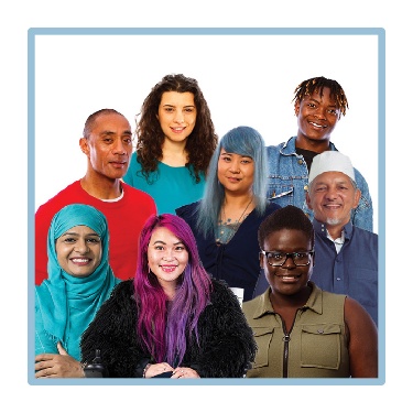 A group of multicultural people. 