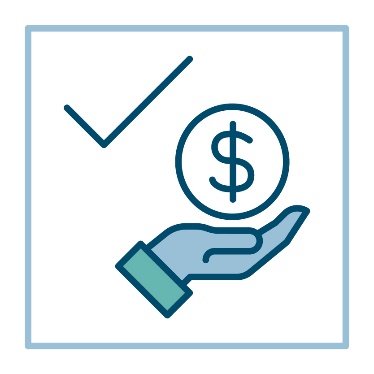 A hand holding a dollar sign next to a tick.